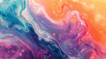 Abstract Swirling Paint Colors Create Vibrant Artwork
