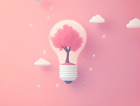 sustainability: A lightbulb with a tree growing inside