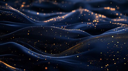 Obraz premium Abstract dark bleu background with gold particles, christmas or new year background. beautiful background for christmas or new year with copy space.