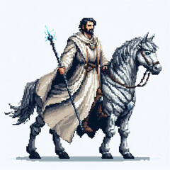Fototapeta premium Pixel art mage with horse