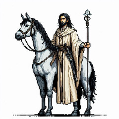 Fototapeta premium Pixel art mage with horse