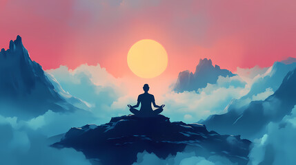 Transformative power of meditation and mindfulness in achieving a balanced life. Serenity. Illustration