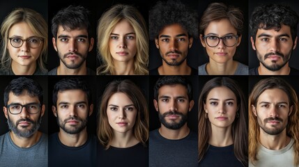 Obraz premium Portraits of happy corporate professional workers showing teamwork, unity, and diversity through DEI hiring and multicultural inclusion