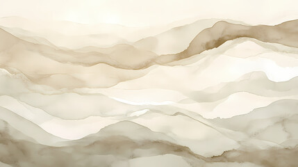 Obraz premium Soft, dreamy beige watercolor background with subtle texture and gentle gradient, evoking a sense of calming serenity. Serenity. Illustration