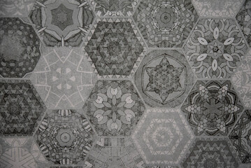 Intricate hexagonal designs showcase shapes on the surface