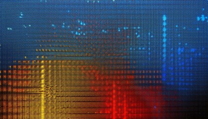 Blue, red and yellow colored LED smd screen. Generated image