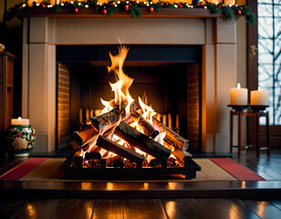 Festive Christmas interior with a tree