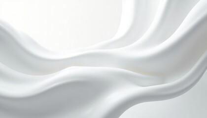 Obraz premium White fabric flows in abstract shapes against plain white background. Soft folds, drapes create smooth curves. Elegant, minimalist design. Suitable for fashion, interior design, beauty products.