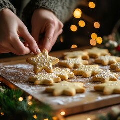 Cozy Christmas cookies in festive holiday shapes