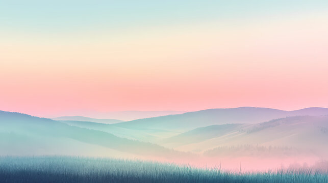 Pastel rainbow stripes in a subtle gradient pattern on a serene background conveying an air of serenity and tranquility, meadows, peaceful. Serenity. Illustration