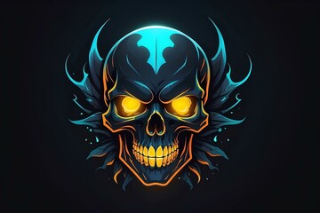 A glowing neon skull with fiery orange accents. This electrifying design blends gothic elements with futuristic visuals, making it ideal for bold, dark themes.
