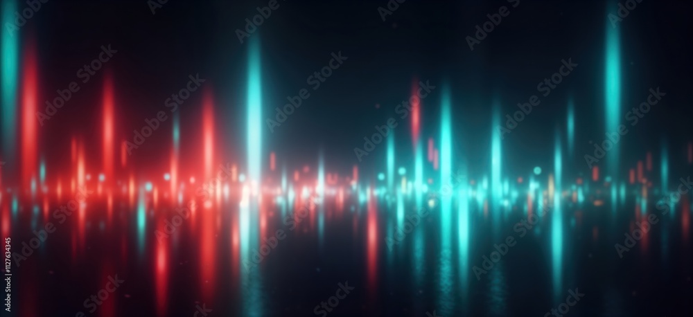 Aufkleber abstract retro style design with vibrant red, teal light beams. defocused colorful lights create dyn
