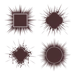 Fototapeta premium Decorative burst shapes in various designs isolated on transparent background