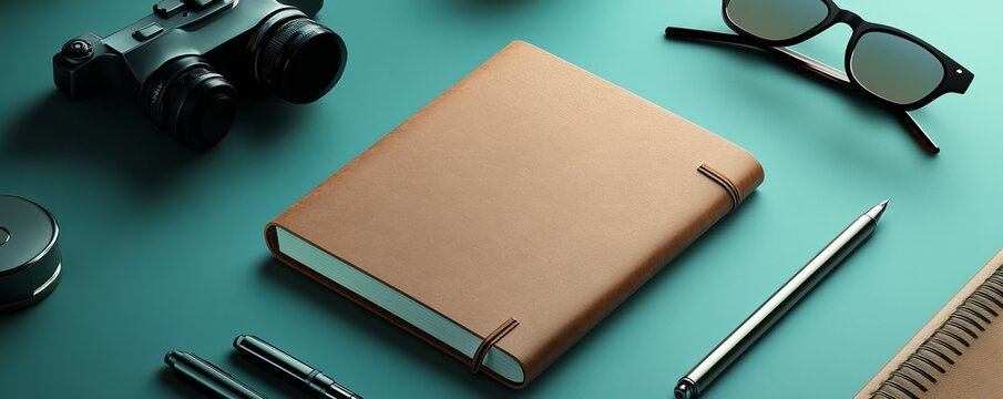 Chic notebook mockup with custom cover design,
