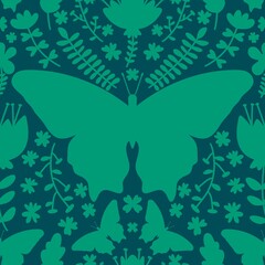 Summer animals seamless moth and butterfly pattern for wrapping paper
