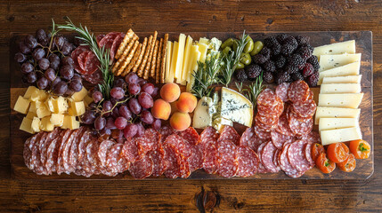 Delicious charcuterie board with salami