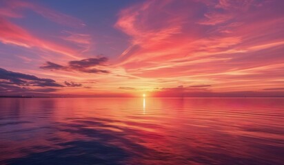 Obraz premium sky with a pink and orange sunset over the ocean