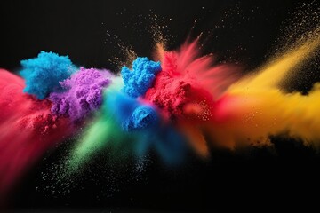 Vibrant Colorful Powder Explosion on Dark Background
