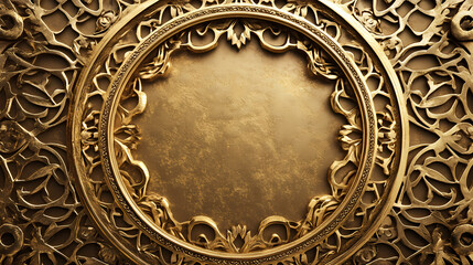 Gold picture frame with intricate design, perfect for adding a touch of luxury to any artwork or photograph, gold, frame. Gilded. Illustration