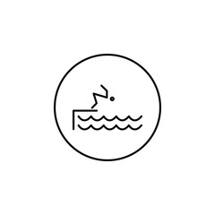 swimmer jumping icon line art vector