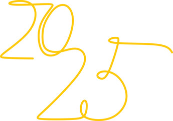 2025 New Year Lettering Line Art