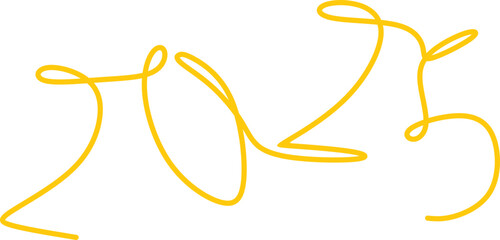 2025 New Year Lettering Line Art