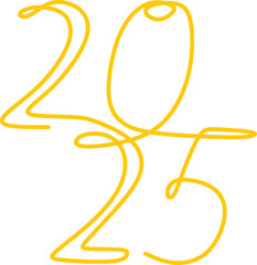 2025 New Year Lettering Line Art