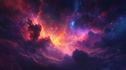 Fototapeta premium Vibrant Nebula Cosmic Cloudscape Stellar Landscape