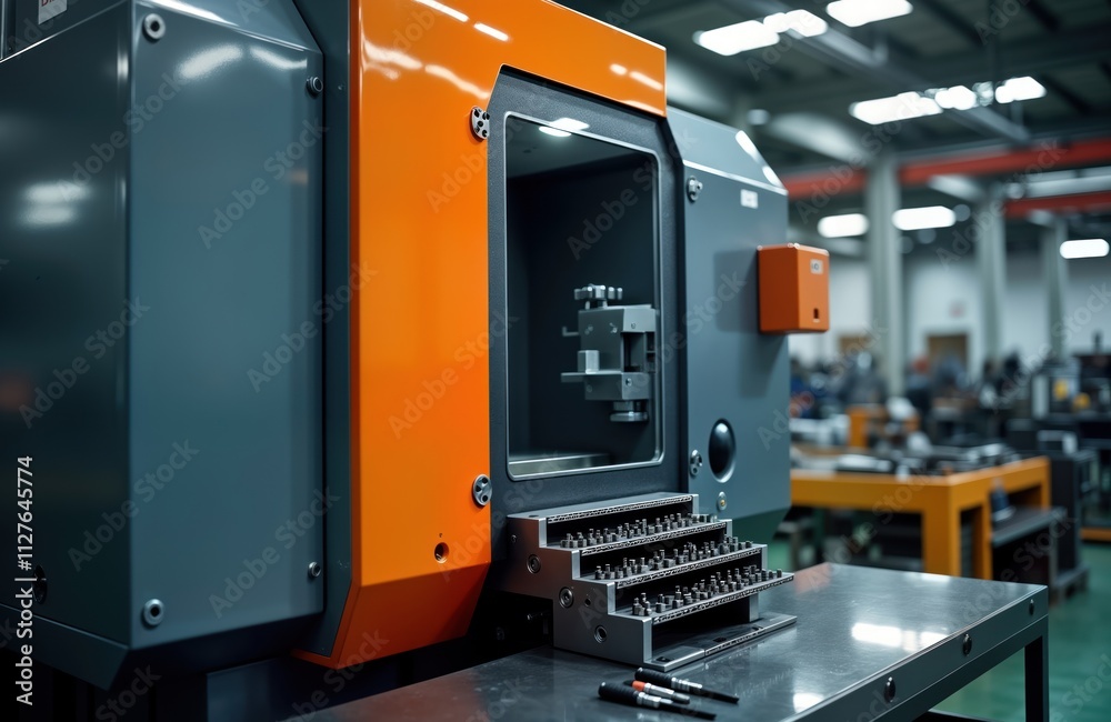 Aufkleber precision machining workshop. automated industrial machine. metal parts processing. manufacturing to