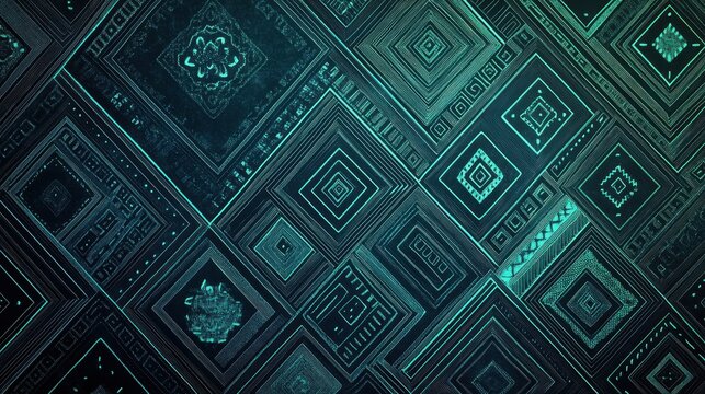 Abstract Geometric Teal Pattern Design - Powered by Adobe