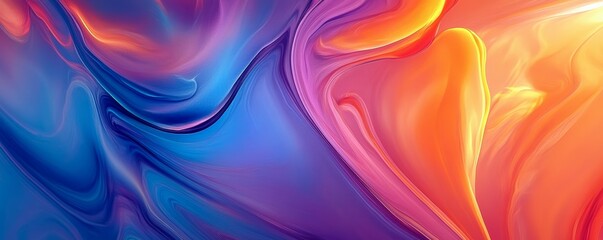 Obraz premium The abstract fluid art painting is a visually dynamic composition with vibrant swirling patterns in blue, orange, and purple hues.