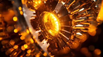 Discover the mesmerizing beauty of golden abstract art, capturing light and form in a stunning close-up masterpiece.