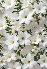Obraz premium Seamless white background wallpaper with delicate jasmine flowers, white, jasmine, fragrant, delicate