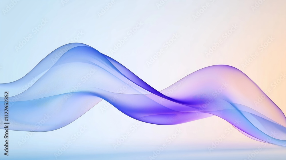 Poster Abstract design with flowing lines. Light blue, purple colors create smooth curves, waves. Soft, vibrant colors. Modern, futuristic. Elegant, stylish. Suitable for tech backgrounds. Dynamic,