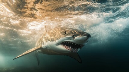 Great White Shark Underwater Majestic Predator