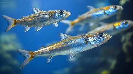 Fototapeta premium Silver Fish Schooling In An Aquarium
