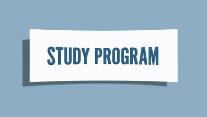 Study Program. A card isolated on blue background.
