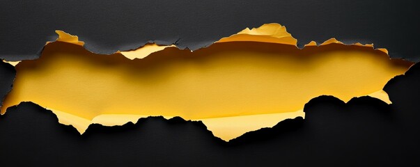 Torn yellow paper over a black background delivers a bold visual impact, suitable for announcements, promotions, and advertisements.