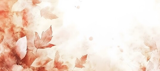 Autumn background with watercolor leaves and white space for text, beautiful autumn background with copy feminine spaces for decoration and design on the theme of fall season and nature,


