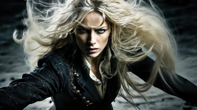 Unleash the powerful Celestial Protector, a majestic female champion in resplendent armor, wields a golden rapier in a dark fantasy world.
