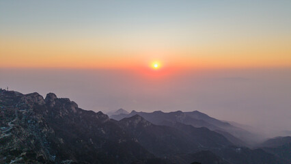 The scenery at the top of Mount Tai in Tai'an