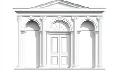 Obraz premium Vintage construction arc elements. Three-dimensional baroque Greek colonnade. Antique classic white door frame.