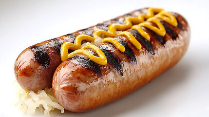 delicious German bratwurst served with sauerkraut and mustard, perfect for any meal. Enjoy savory flavors and satisfying texture!