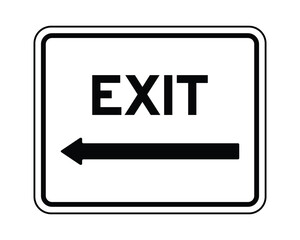 Exit Sign with Left Arrow Featuring Rectangular Shape with Rounded Corners and Double Border, Bold Uppercase Letters Indicating Exit Direction, Available as a Vector File