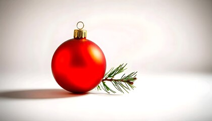 A red Christmas ornament on a plain white background