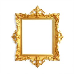 Ornate Gold Picture Frame Against White Background