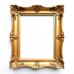 Ornate Gold Picture Frame Against White Background