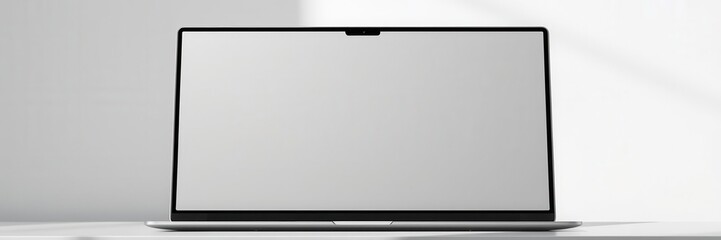 Minimalistic laptop mockup with blank web screen for showcasing website designs, online, digital