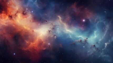 Fototapeta premium Cosmic Nebula Swirls Red Blue Interstellar Dust