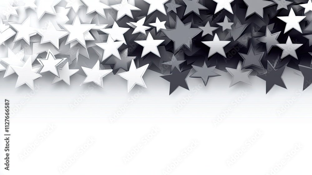 Poster Exploring Minimalism With Rows of Monochromatic Stars on a Clean White Background